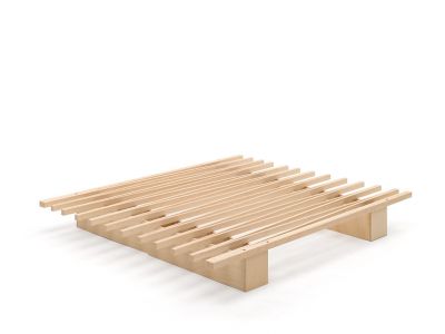 Tojo V Bett 90/180: Lattenrost aus hellem Holz, minimalistisches Design für ein modernes Schlafzimmer.
